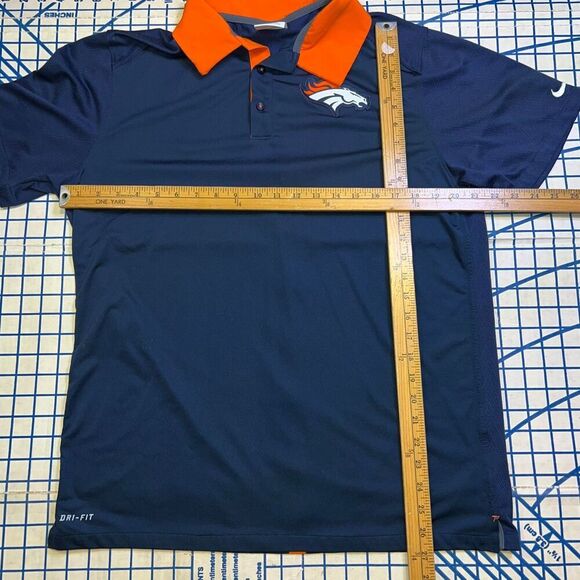 Nike Denver Broncos Dri Fit Polo Shirt Short Sleeve Chest Logo Blue Orange - Picture 8 of 8